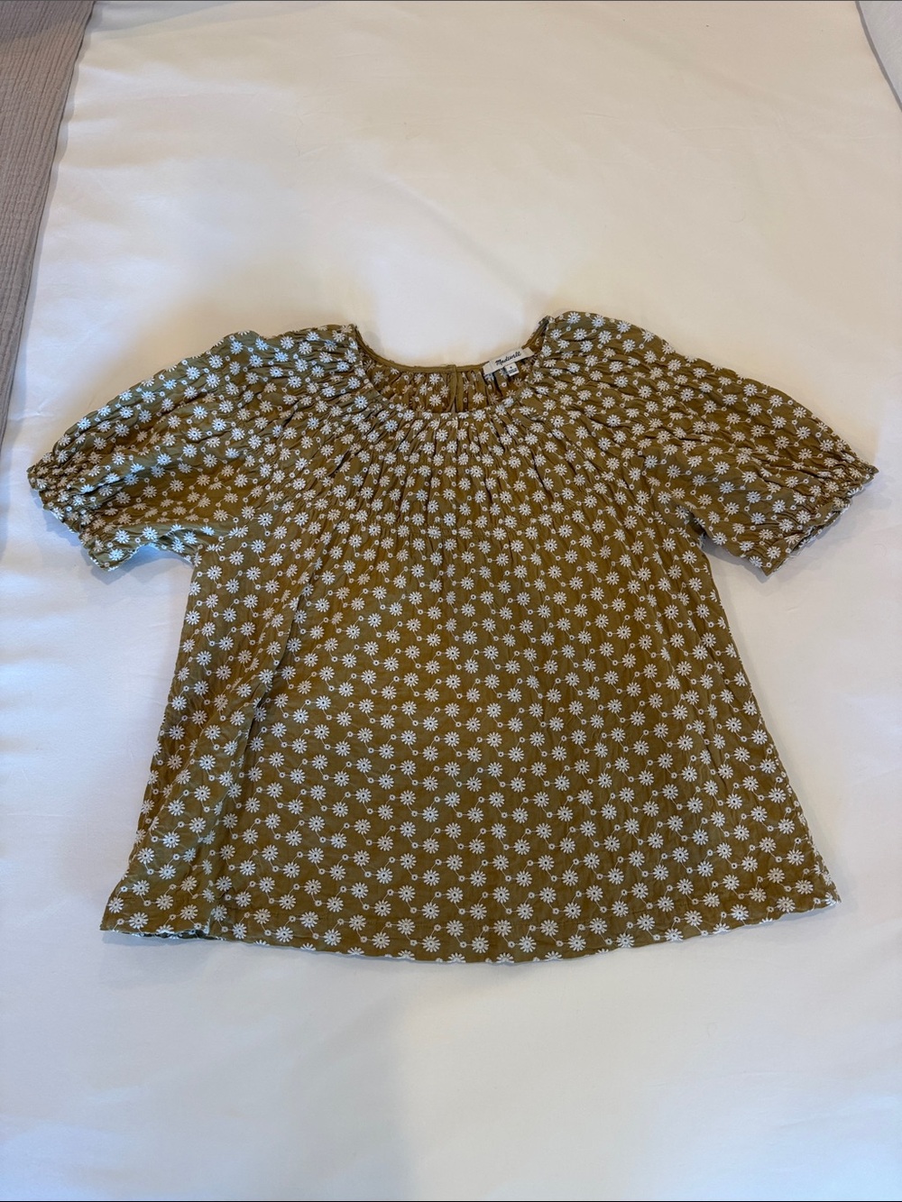 Madewelll Embroidered Floral Blouse - Olive Daisy - Picture 3 of 6